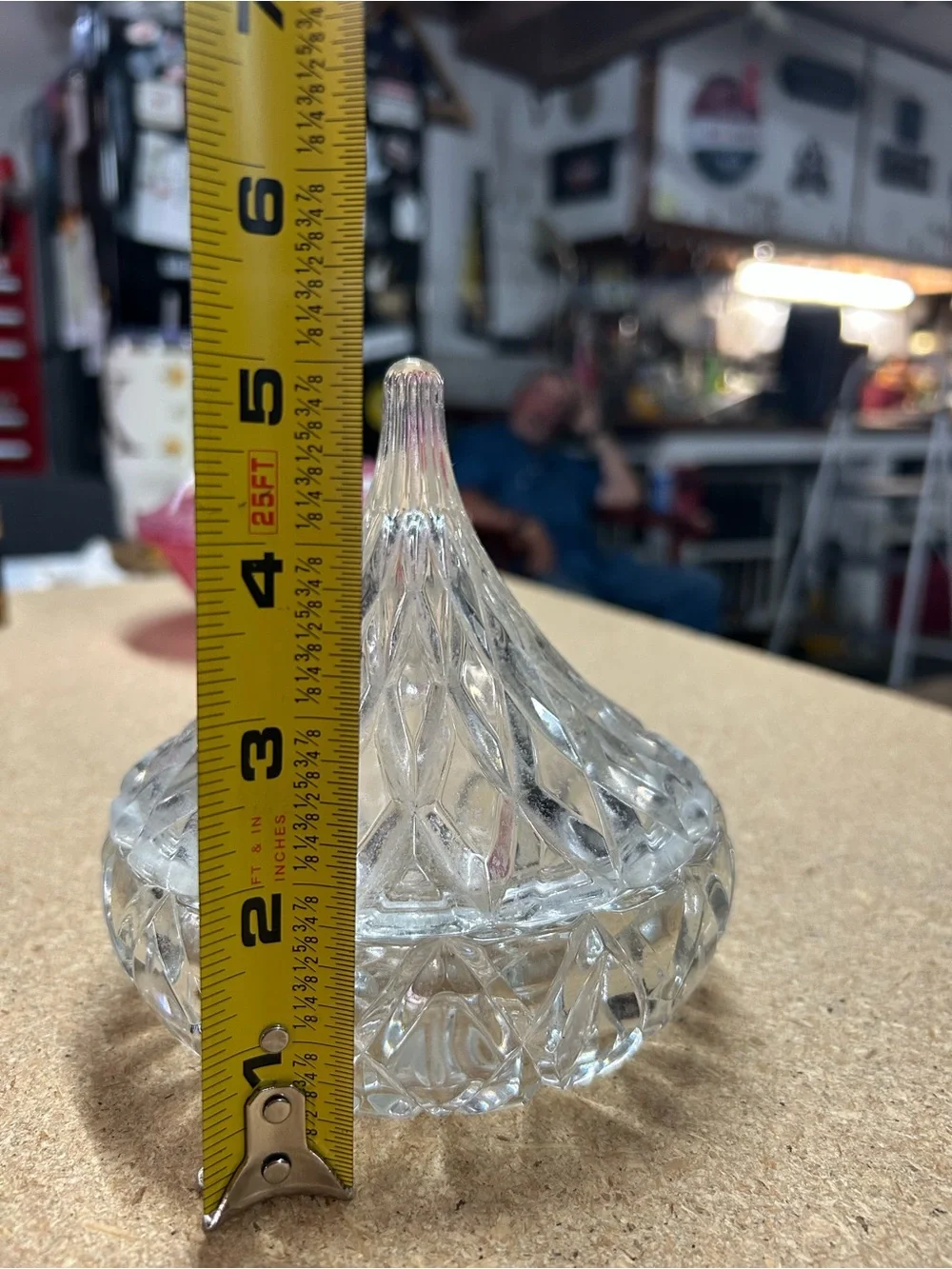Clear Pressed Glass Trinket Dish with Textured Lid